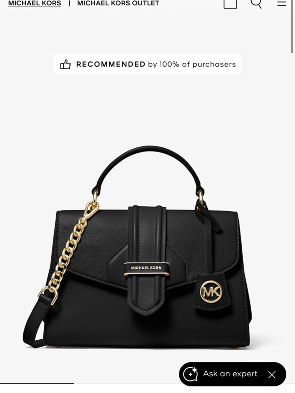 Michael Kors Black Leather Top-Handle Satchel with Gold Hardware